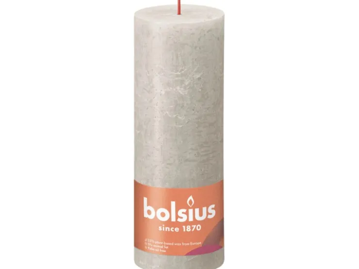 Bolsius Rustik-Kerze Shine 190/68 mm Sandgrau* Kerzen
