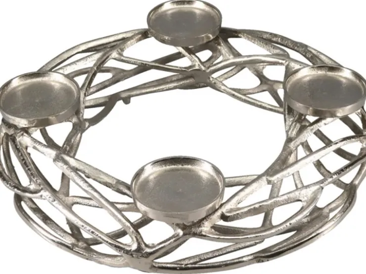 Boltze Home Kerzenleuchter Ringval Silber* Kerzenhalter