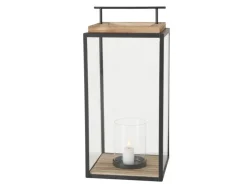 Boltze Home Laterne Damiano Klein 35 cm x 15 cm x 15 cm Schwarz-Natur