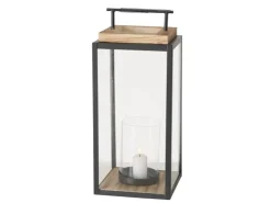 Boltze Home Laterne Damiano Groß 45 cm x 20 cm x 20 cm Schwarz-Natur* Laternen|Windlichter