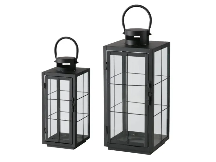 Boltze Laternen-Set Esbjerg 2 -teilig 40 cm x 17,2 cm x 17,2 cm Schwarz