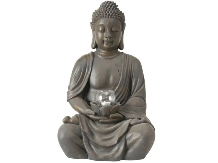 Boltze Windlicht Buddha 2-fach Sortiert 61 cm Braun