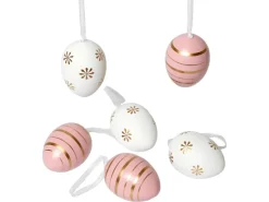 Brauns-Heitmann Behang Eier ca. 6 cm Rosa-Weiß 6 Stück