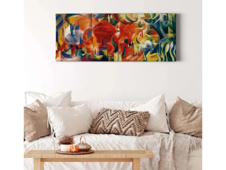 Bricoflor Abstraktes Bild Auf Leinwand Buntes Kunst Bild Im Ölgemälde Stil Ideal Für Wohnzimmer Und Büro Kubistisches Leinwandbild Im Querformat* Wanddekoration
