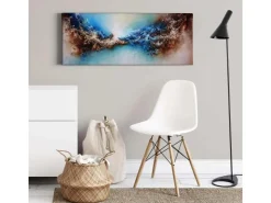 Bricoflor Abstraktes Leinwandbild In Blau Und Braun Moderne Kunst Leinwand Bild In Space Optik Ausgefallenes Wandbild Mit Weltraum Motiv