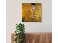 Bricoflor Art Déco Leinwand Bild Jugendstil Bild In Gold Ideal Für Schlafzimmer Und Wohnzimmer Kunstdruck Leinwandbild Mit Frau Im Art Nouveau Design