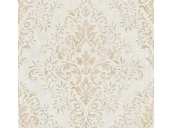 Bricoflor Barock Tapete Weiß Gold Elegante Schlafzimmer und Esszimmer Vliestapete mit Ornament Vintage Wandtapete mit Vinyl Im Nostalgie Stil