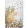 Bricoflor Baumkronen Bild Gold Weiß Leinwandbild Mit Vögeln In Baum Romantisches Wandbild Ideal Für Schlafzimmer Und Flur 60 X 90