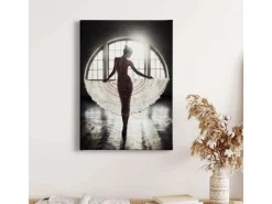 Bricoflor Bild Mit Frau In Schwarz Weiß Nostalgie Wandbild Mit Ballerina Für Schlafzimmer Und Wohnzimmer Leinwand Bild Mit Ballett Tänzerin* Wanddekoration