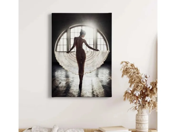 Bricoflor Bild Mit Frau In Schwarz Weiß Nostalgie Wandbild Mit Ballerina Für Schlafzimmer Und Wohnzimmer Leinwand Bild Mit Ballett Tänzerin* Wanddekoration