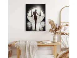 Bricoflor Bild Mit Frau In Schwarz Weiß Nostalgie Wandbild Mit Ballerina Für Schlafzimmer Und Wohnzimmer Leinwand Bild Mit Ballett Tänzerin* Wanddekoration