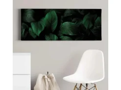 Bricoflor Bild Mit Grünen Blättern Auf Leinwand Dschungel Wandbild Mit Palmenblättern In Dunkelgrün Exostisches Leinwandbild Für Schlaf Und Wohnzimmer* Wanddekoration