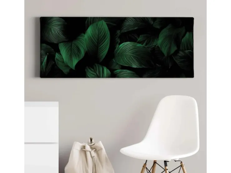 Bricoflor Bild Mit Grünen Blättern Auf Leinwand Dschungel Wandbild Mit Palmenblättern In Dunkelgrün Exostisches Leinwandbild Für Schlaf Und Wohnzimmer* Wanddekoration