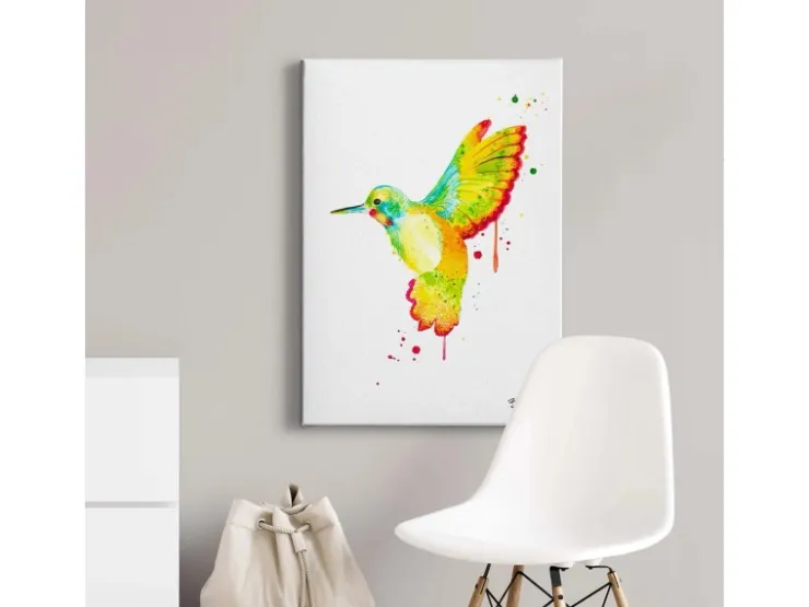 Bricoflor Bild Mit Kolibri Buntes Vogelbild Im Kunst Design Ideal Für Wohnzimmer Und Schlafzimmer Leinwand Bild Mit Vogel Gemalt