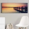 Bricoflor Bild Mit Steg Ins Wasser Schlafzimmer Wandbild Mit Romantischem Sonnenuntergang Landschaft Auf Leinwand In Orange Und Lila* Wanddekoration