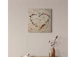 Bricoflor Bild Mit Steinen Als Herz Leinwand Bild Mit Strand Motiv Ideal Für Schlafzimmer Und Badezimmer Wandbild Im Maritimen Stil In Beige Und Grau* Wanddekoration