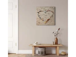 Bricoflor Bild Mit Steinen Als Herz Leinwand Bild Mit Strand Motiv Ideal Für Schlafzimmer Und Badezimmer Wandbild Im Maritimen Stil In Beige Und Grau* Wanddekoration