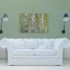 Bricoflor Birkenwald Leinwand Bild Grün Weiß Wandbild Mit Wald Motiv Für Wohnzimmer Und Schlafzimmer Birken Leinwandbild 90X60 Cm