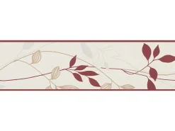 Bricoflor Blätter Bordüre mit Ranken Muster Mediterrane Tapetenborte in Rot und Beige Tapetenbordüre für Wohnzimmer und Schlafzimmer* Bordüren