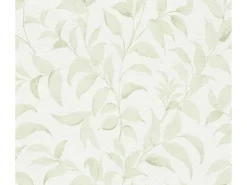 Bricoflor Blätter Tapete Mediterran Grüne Vliestapete mit Ranken für Küche und Flur Mustertapete in Creme Hellgrün mit Struktur* Tapetenmuster