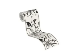 Bricoflor Bordüre in Schwarz Weiß Selbstklebende Tapetenbordüre Ideal für Küche und Wohnzimmer Moderne Vinyl Tapetenborte mit Blumen* Bordüren
