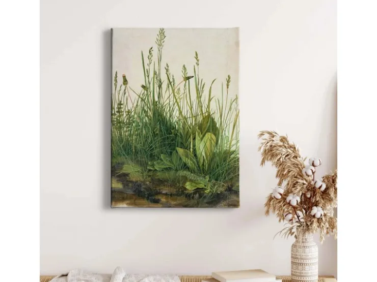 Bricoflor Botanik Bild In Grün Und Beige Leinwand Bild Mit Wiese Ideal Für Wohnzimmer Im Landhausstil Pflanzen Wandbild Im Vintage Stil Im Hochformat* Wanddekoration