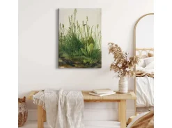 Bricoflor Botanik Bild In Grün Und Beige Leinwand Bild Mit Wiese Ideal Für Wohnzimmer Im Landhausstil Pflanzen Wandbild Im Vintage Stil Im Hochformat* Wanddekoration