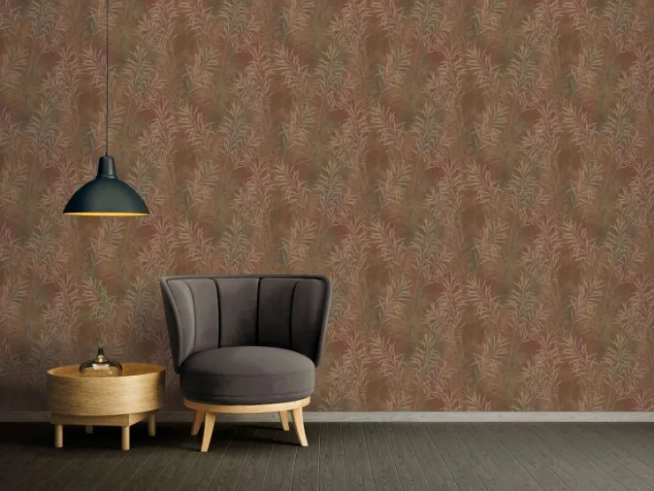 Bricoflor Braune Tapete mit Blättern in Gold Vlies Mustertapete für Wohnzimmer und Esszimmer Braune Vliestapete in Rostoptik* Tapetenmuster
