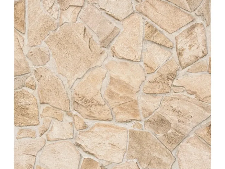 Bricoflor Bruchstein Tapete in 3D Optik Beige Creme Maritime Vliestapete in Steinoptik Naturstein Wandtapete für Küche und Flur* Dekorative Tapeten