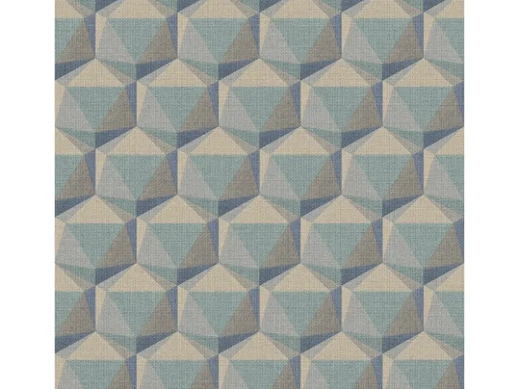 Bricoflor 3D Tapete Geometrisches Muster Vliestapete Blau Türkis Für Schlafzimmer Und Badezimmer Mustertapete In Leinenoptik* Tapetenmuster
