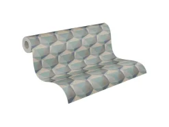 Bricoflor 3D Tapete Geometrisches Muster Vliestapete Blau Türkis Für Schlafzimmer Und Badezimmer Mustertapete In Leinenoptik* Tapetenmuster