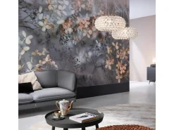 Bricoflor 3D Tapete mit Blumen Vlies Fototapete Floral Ideal für Wohnzimmer und Esszimmer Herbst Blumentapete Modern in Grau Beige* Fototapeten