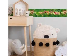 Bricoflor Dschungel Tapete für Kinderzimmer mit Tieren Selbstklebende Bordüre aus Vlies Tapetenbordüre in Grün Ideal für Jungen und Mädchen* Bordüren