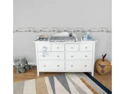 Bricoflor Elefanten Tapete Kinderzimmer in Hellgrau Selbstklebende Bordüre Ideal für Babyzimmer Vlies Kindertapete mit Tieren für Jungen und Mädchen* Bordüren