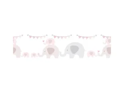 Bricoflor Elefanten Tapete als Bordüre in Rosa und Hellgrau Babyzimmer Tapetenbordüre Selbstklebend Tier Tapete Ideal für das Mädchenzimmer