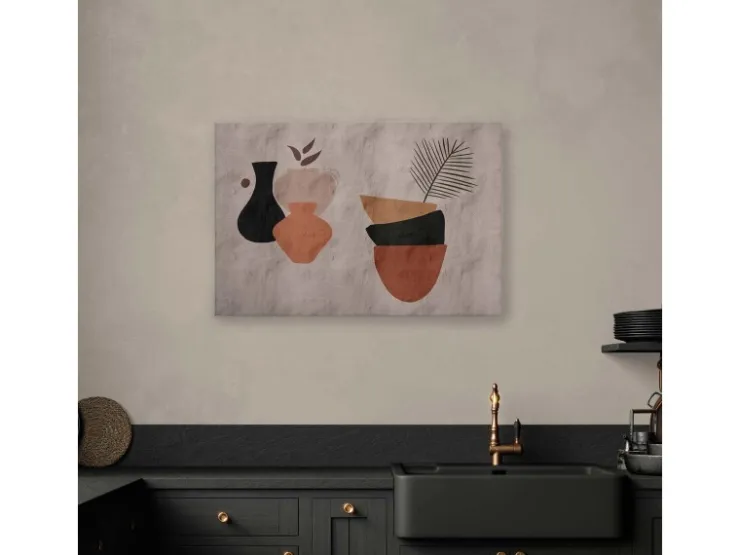 Bricoflor Ethno Bilder In Beige Terracotta Leinwandbild Mit Kunst Motiv 90 X 60 Cm Wandbild Mit Vasen Für Küche Und Wohnzimmer* Wanddekoration