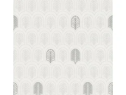 Bricoflor Feder Tapete Elegant 20er Jahre Vliestapete mit Muster in Weiß Silber Vlies Mustertapete im Art Deco Stil für Schlafzimmer und Badezimmer* Tapetenmuster