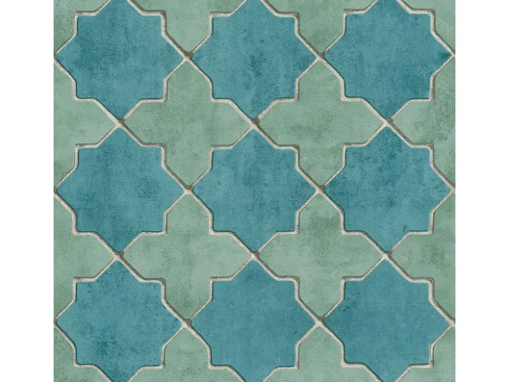 Bricoflor Fliesen Tapete Blau Türkis Orientalische Vlies Fliesentapete in Mosaik Optik Marokkanisch Arabische Vliestapete in Fliesenoptik für Küche* Mosaik