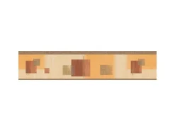 Bricoflor Geometrische Tapeten Bordüre in Orange und Terracotta Esszimmer und Wohnzimmer Tapetenbordüre aus Papier und Vinyl Tapetenborte mit Quadrat* Bordüren