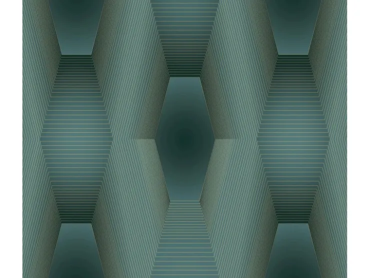 Bricoflor Geometrische Tapete in Petrol Gold 3D Vliestapete Dunkelgrün Ideal für Wohnzimmer und Büro Vlies Fototapete Futuristisch mit Grafik Design* Tapetenmuster