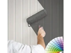 Bricoflor Gestreifte Tapete überstreichbar Vlies Streifentapete Weiß Grau Zum überstreichen Helle Vliestapete mit Streifen Ideal für Wohnzimmer* Überstreichbare Tapeten