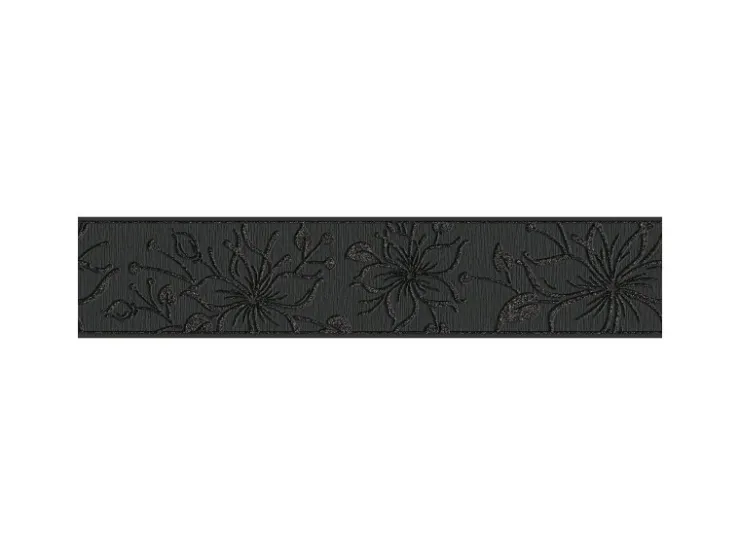 Bricoflor Glitzer Tapetenbordüre in Schwarz Selbstklebende Tapeten Bordüre mit Blumen Florale Tapetenborte Ideal für Wohnzimmer und Flur