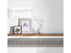 Bricoflor Graue Tapeten Bordüre 17 Cm Breit Ornament Tapetenborte Ideal für Wohnzimmer und Schlafzimmer Barock Tapetenborte in Grau und Beige