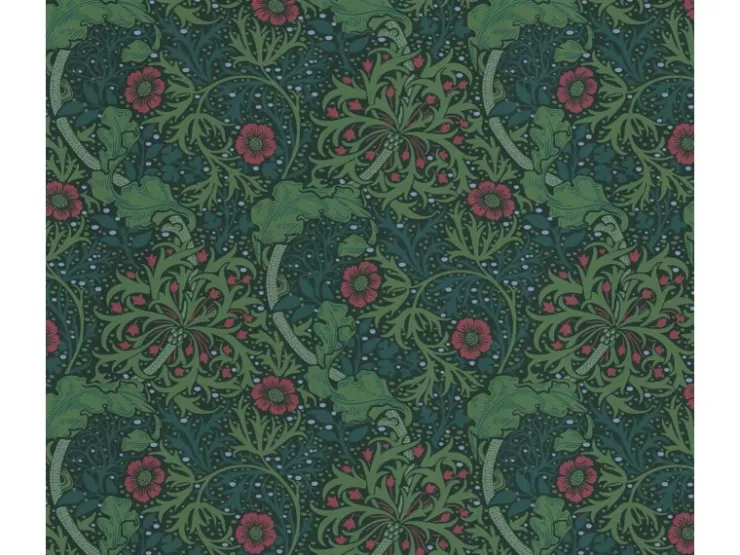 Bricoflor Gründerzeit Tapete Mit Blumen Grün Rot Retro Blumentapete Dunkelgrün Für Schlafzimmer Und Küche Jugendstil Vliestapete
