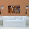 Bricoflor Herbstbild Auf Leinwand Baumkronen Bild Orange Blau Für Wohnzimmer Und Büro Leinwandbild Mit Herbstwald In 90 X 60 Cm* Wanddekoration
