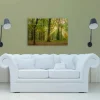 Bricoflor Herbstwald Leinwand Grün Deko Wandbild In 90 X 60 Cm Für Büro Und Schlafzimmer Bild Mit Wald In Sonne Romantisch* Wanddekoration