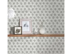 Bricoflor Hexagon Tapete in Weiß Grau Moderne Mustertapete mit Geometrischem Design Büro und Schlafzimmer Vliestapete mit Sechseck Muster* Tapetenmuster