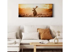 Bricoflor Hirschbild Als Wand Deko Leinwand Bild Mit Hirsch In Sonnenuntergang Idyllisches Wandbild Mit Landschaft Im Winter Für Wohnzimmer Und Flur* Wanddekoration
