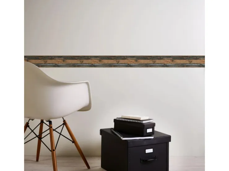 Bricoflor Holz Tapeten Bordüre Selbstklebende Tapetenbordüre in Holzoptik in Grau Braun Breite Wohnzimmer und Küchen Wandbordüre aus Vlies und Vinyl* Bordüren