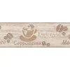Bricoflor Kaffee Tapete als Bordüre in Beige Küchenbordüre mit Kaffeebohnen und Espresso Papier Tapetenbordüre in Holzoptik Ideal für Küche und Cafe* Bordüren